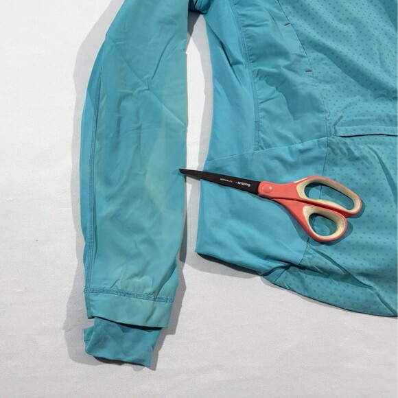 Women Lululemon Windbreaker Track Running Jacket Blue Zip Pocket Sz 6 Flaw - Picture 15 of 16